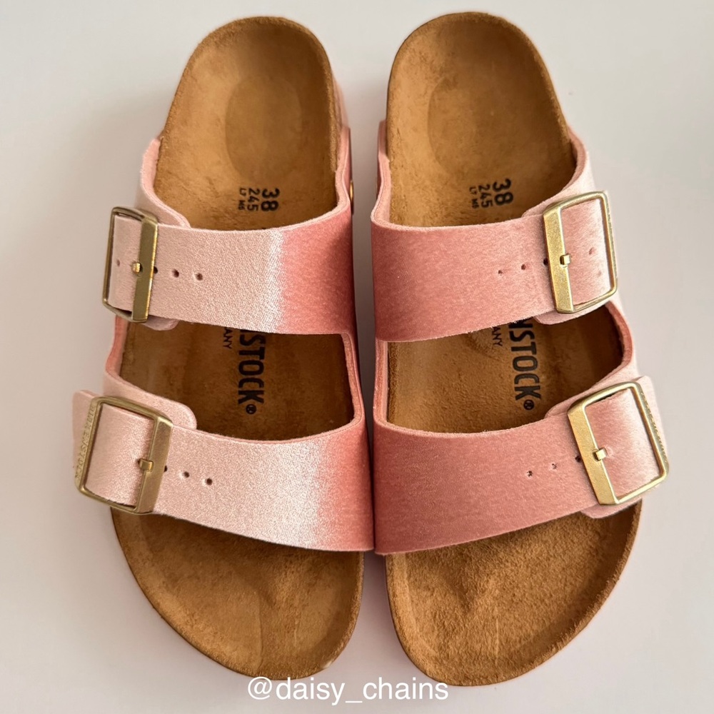 Birkenstock Pink Velvet Arizona Slide Sandals